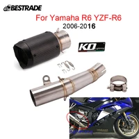 motorcycle exhaust system for yamaha yzf r6 2006 2016 middle link pipe slip on 60 5mm muffler tube stainless steel carbon fiber