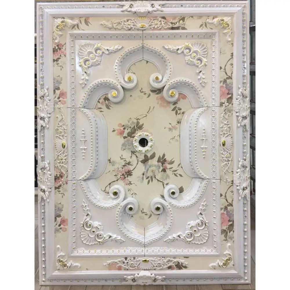 

DECOGOLD Decorative Rectangle Design White&Golden Colored Ceiling Medallion 90x120cm