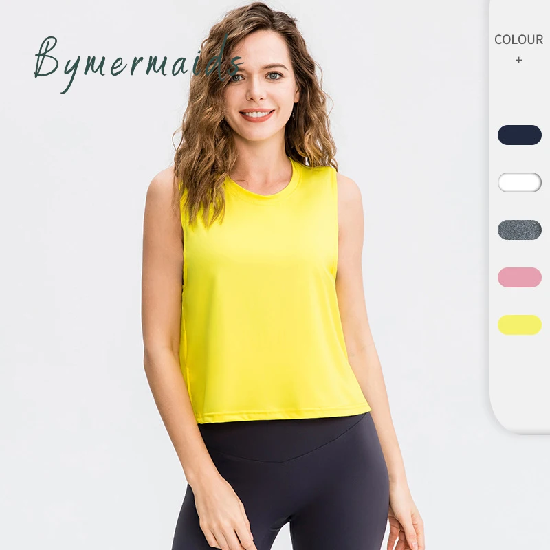 

Bymermaids Gym Crop Tops Seamless Women's Sports Top Fitness Sleeveless Breathable Running Tank Top Sexy Mesh Yoga Wear T-Shirts