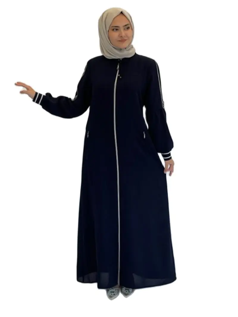 Muslim Abaya Islamic Hijab Fashion Clothing Ribbon Detail Dress Efil Petek Cloth Dress