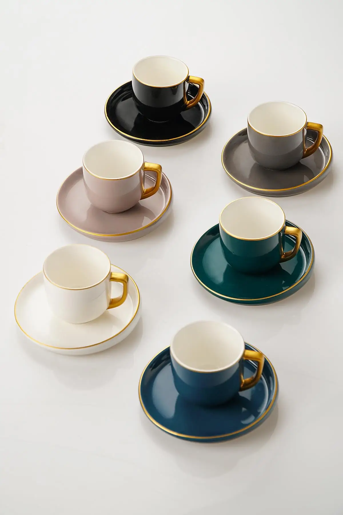 6-Piece Porcelain Coffee Cup Set, Small Coffee Cup, Turkish Coffee Cup, Porcelain Espresso Cup 6-Piece Porcelain Coffee Cup Set