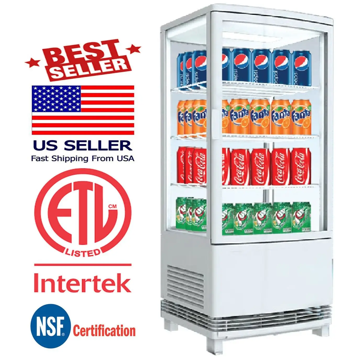 

NSF ETL NEW Commercial 36" Desk Top LED Display Refrigerator Cooler Merchandiser Beverage Fridge Cooler RT-78L