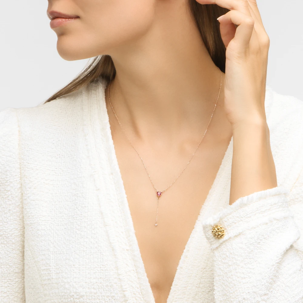 Золотое колье с рубинами и бриллиантами SUNLIGHT проба 585 | Украшения аксессуары