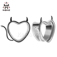 wholesale price stainless steel heart devil ear piercing tunnels stretchers body jewelry earring gauges plugs expanders 34pcs