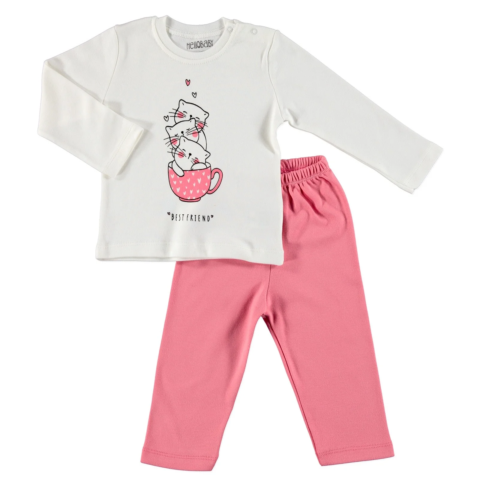Ebebek HelloBaby/пижамный комплект в рубчик с длинными рукавами и принтом интерлок| |