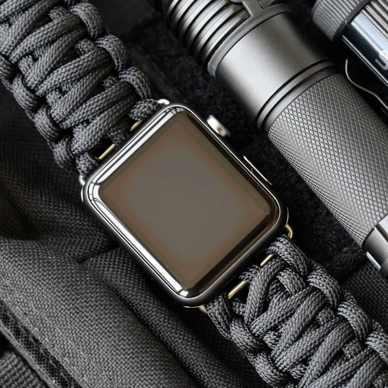Ремешок нейлоновый для Apple watch band 44 мм 40 42 38 спортивный уличный браслет выживания