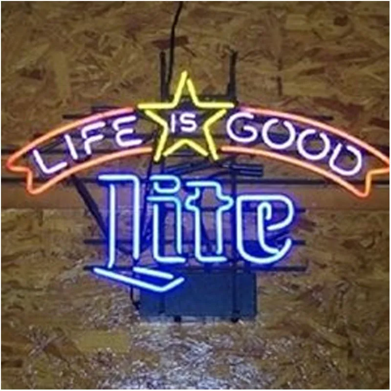 

Neon Signs for Life Is Good Beer Bar Man Cave Bud light Home Decor Handmade Art Iconic Light Display Aesthetic Room Window Hang