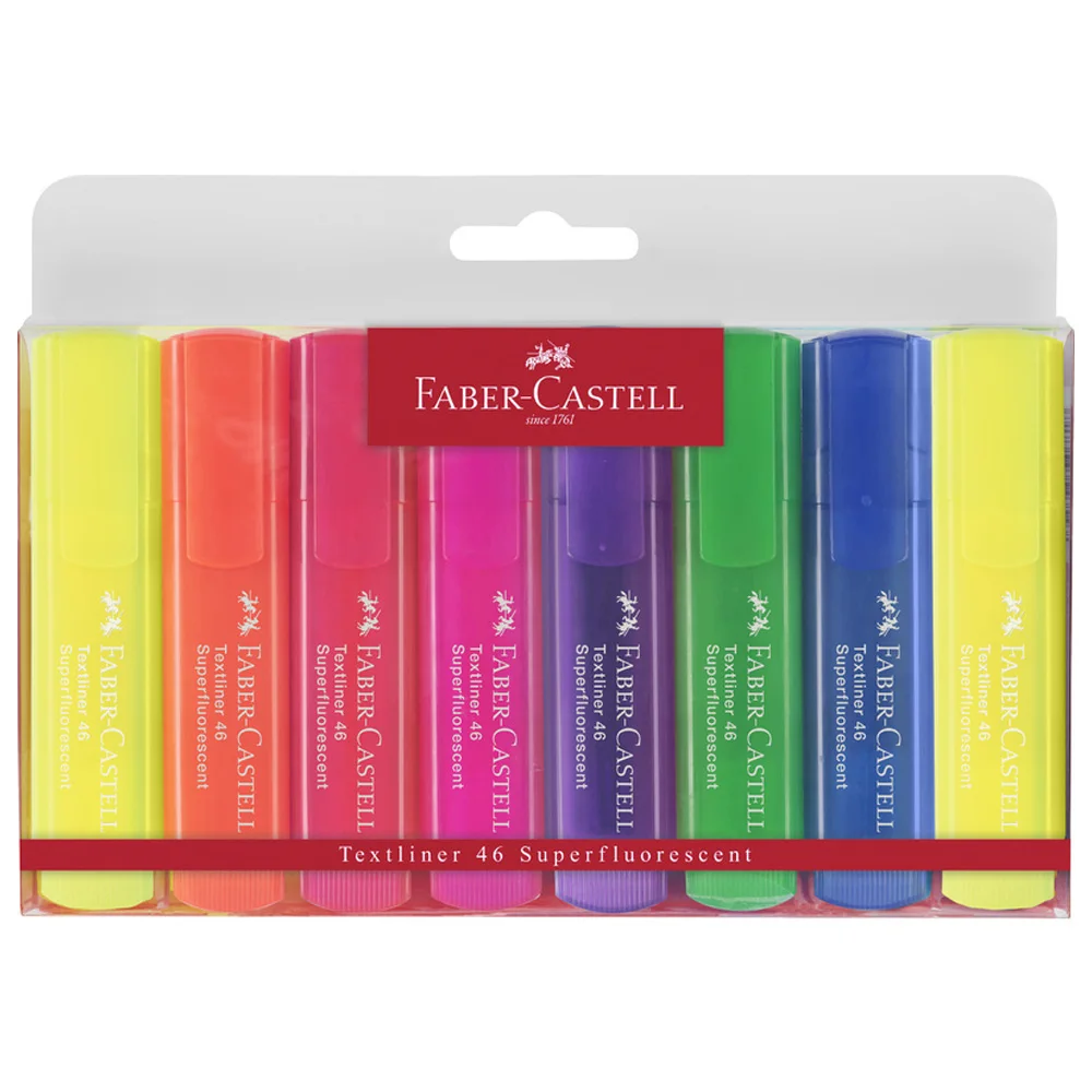 Faber-Castell Textliner 46 Superfluorescent 8 Pcs / Set, Textmarker, Highlighter,  Drawing Marker Pens Creative Stationery