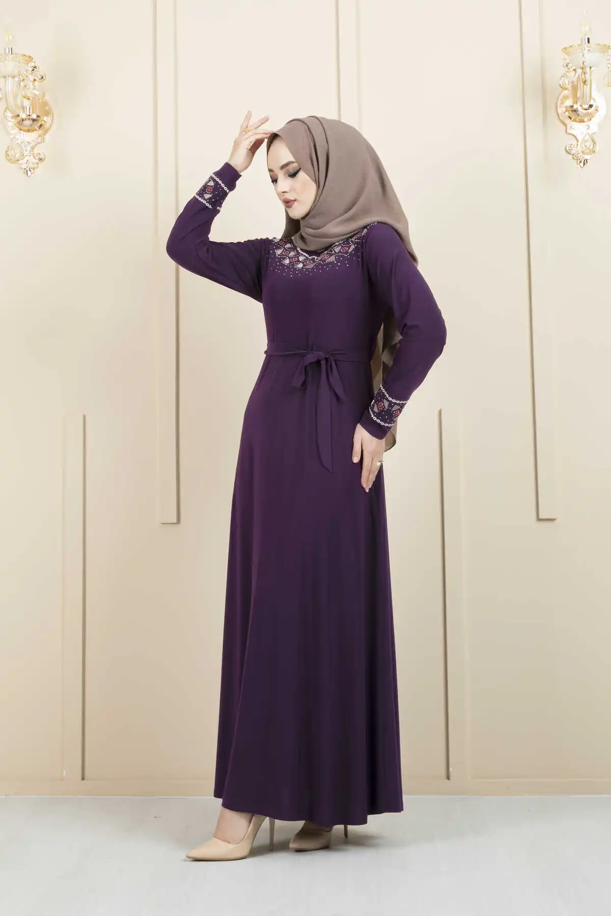 Женское платье с вышивкой под камень ИД Рамадан Дубай мусульманский хиджаб новый