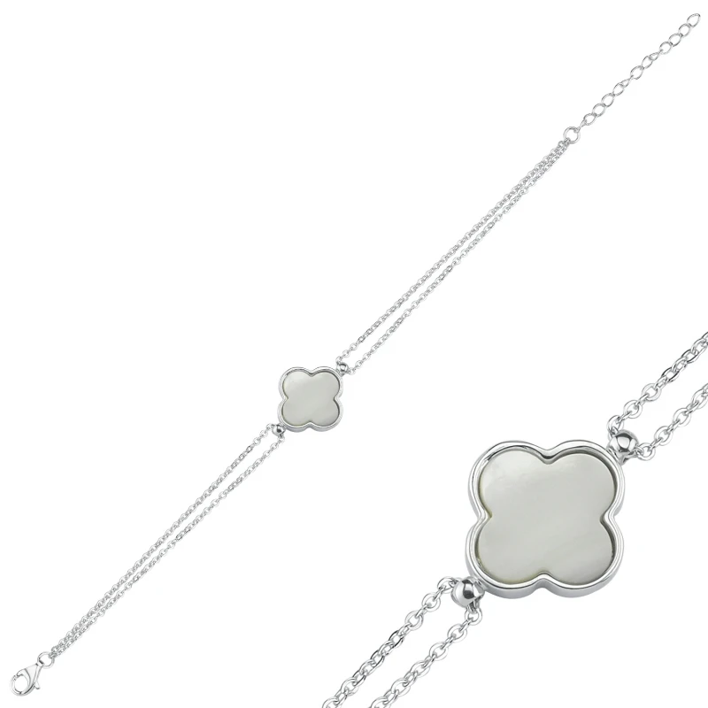 Серебряный 925 пробы браслет с клевером|Цепочки и браслеты| |