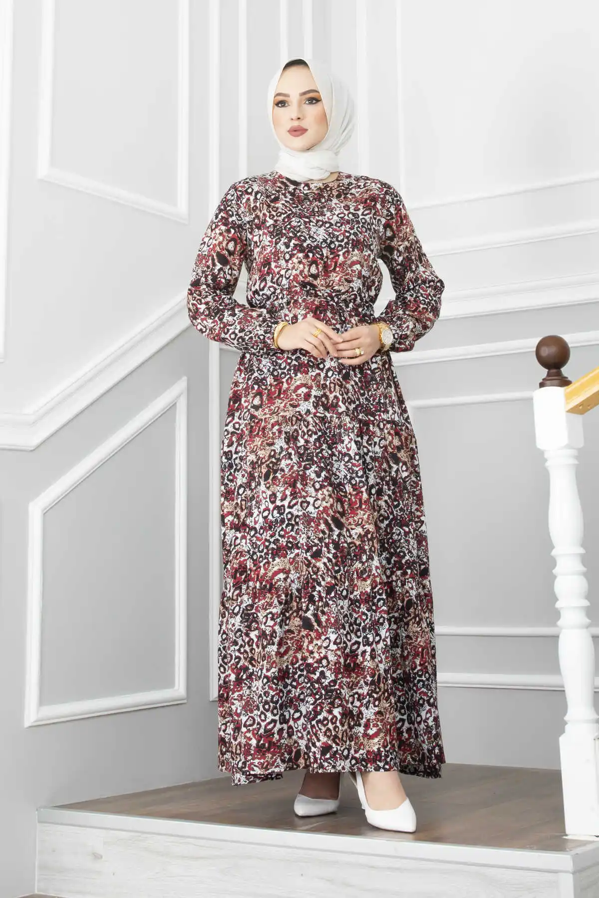 Женское туннельное платье с поясом и цветочным узором Рамадан 2022 новый год