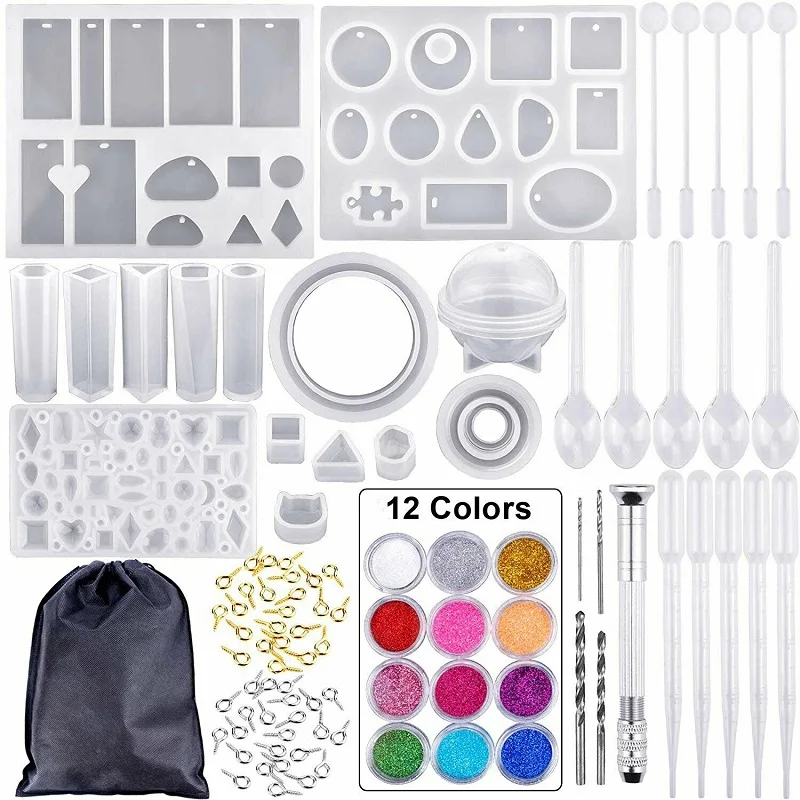 

159pcs / Set Epoxy Resin Casting Silicone Mold Kit Free Storage Bag for Making DIY Jewelry Craft Supplies