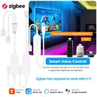 Умный регулятор светодиодной ленты TUYA Zigbee, управление RGB, RGBW, Alexa, голосовым управлением, работает с Alexa Google home, 5 В, 12 В, 24 В