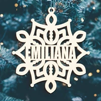 10pcs personalized hanging christmas name ornament custom snowflake decoration wood xmas stocking tag wedding place setting card