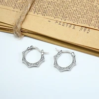 hoop earrings cubic zirconia small titanium geometric hexagon for women girls pure titanium posts full sparkly