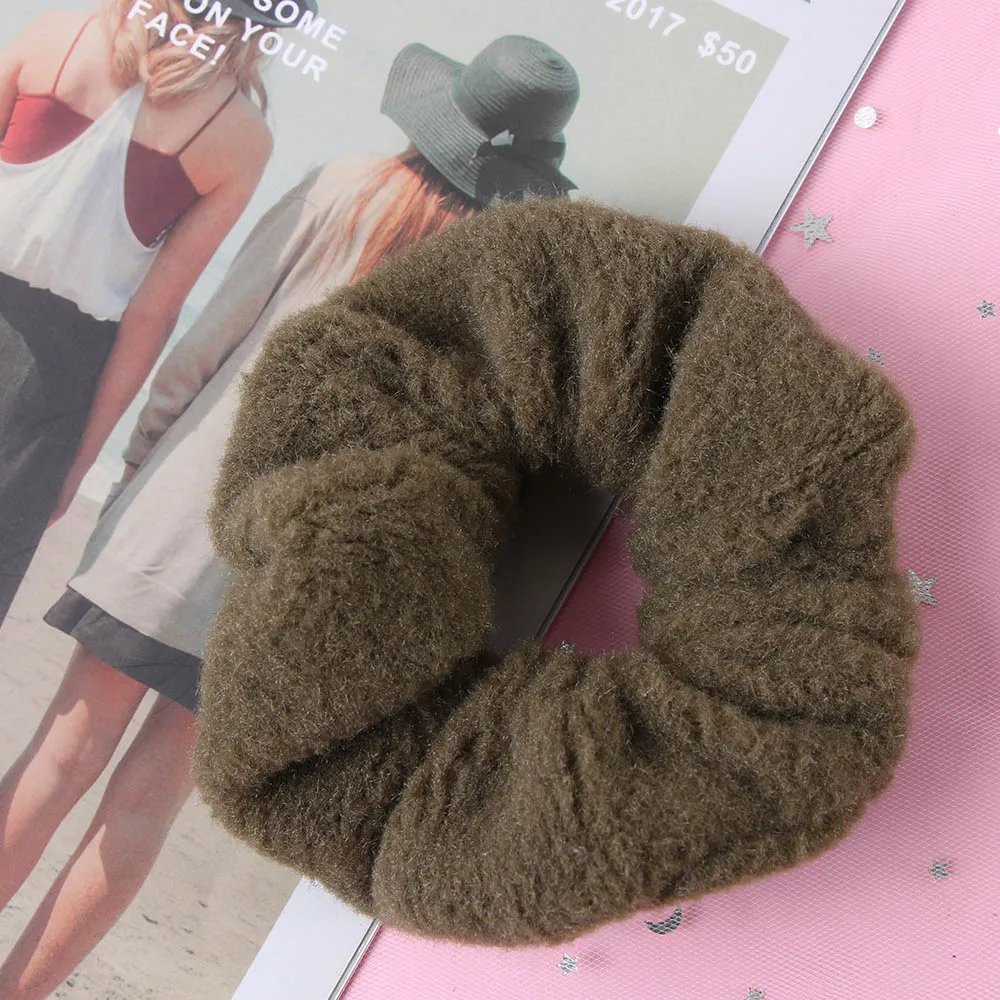 

Autumn Winter Elastic Hair Rubber Band Hair Tiara Women Simple Solid Color Soft Plush Scrunchies Hair Rope Hair Accessories