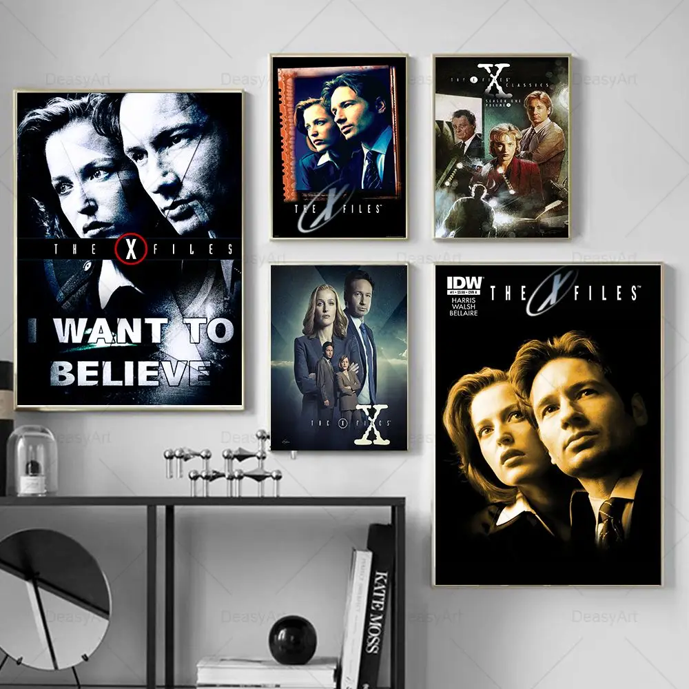 

Vintage The X-Files Posters Prints I Want To Believe Alien UFO Movie Canvas Painting Wall Art Picture For Living Room Home Decor