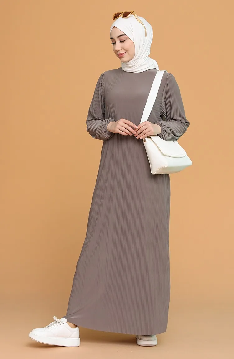 

Corduroy Dress Polyester Fabric Plain Unlined Long Sleeve Zero Collar Seasonal Hijab Clothing Muslim Fashion Casual Stylish Comf