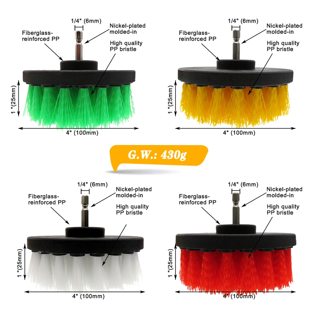 4pcs drill kit electric scrubber brush set drill brush for shower bathroom car leather plastic wooden furniture cleaning kit free global shipping
