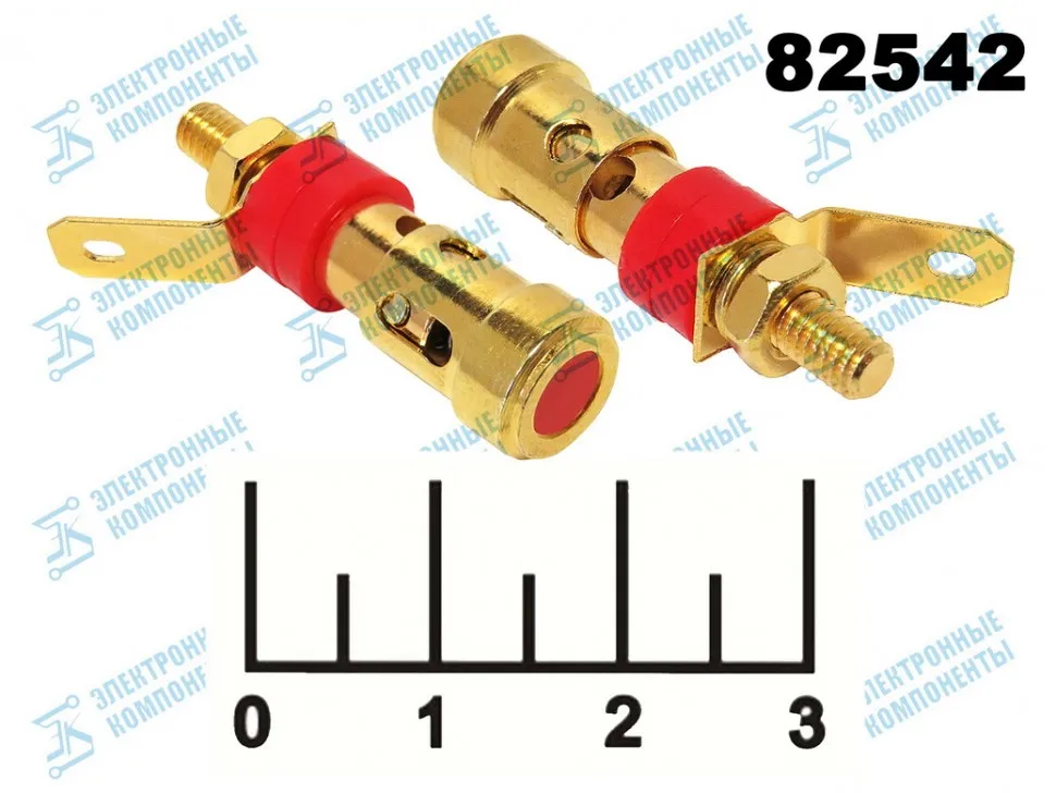 РАЗЪЕМ АКУСТИЧЕСКИЙ НАЖИМНОЙ МЕТАЛЛ GOLD КРАСНЫЙ В ПАНЕЛЬ |