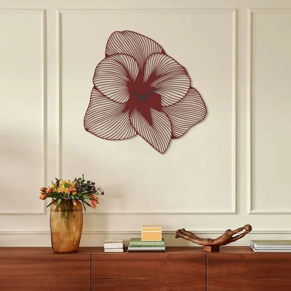 

Azalea Metal Decorative Wall Watch-Clock Large 49cm or 70 cm Art Decor Modern Design Style Kitchen Home Office Living Room Bedroom Gift Hanging High Quality Silent Mechanism Red Black Gold Colors Vintage 3D Stylish