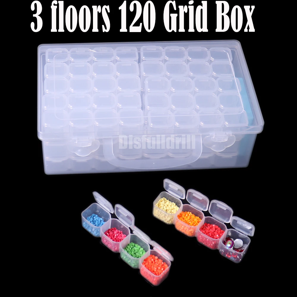 

3 floors 120 Grid Diamond Painting Tools Accessories Storage Box Beads Container Diamond Embroidery Stone Mosaic Convenience Box