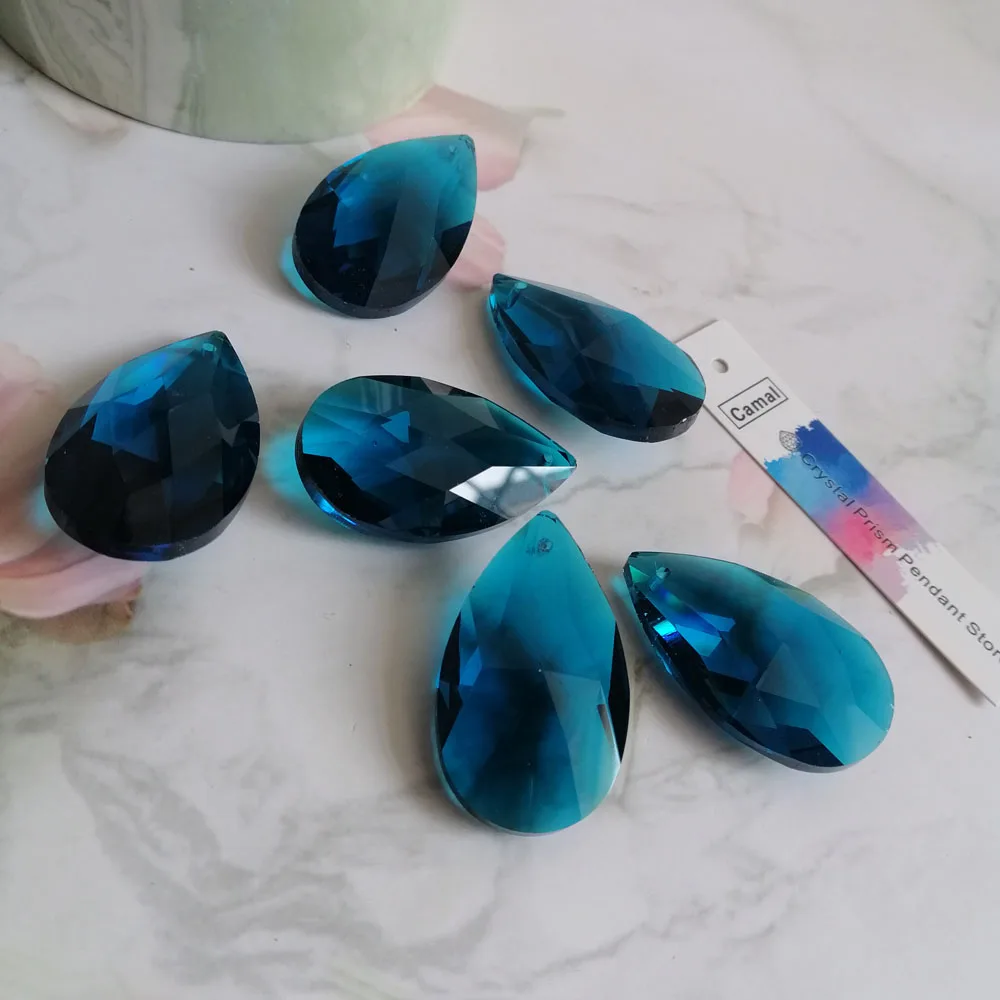 Камаль 5 шт. малахитовое синее стекло 38 мм каплевидные Кристальные бусы DIY Люстра