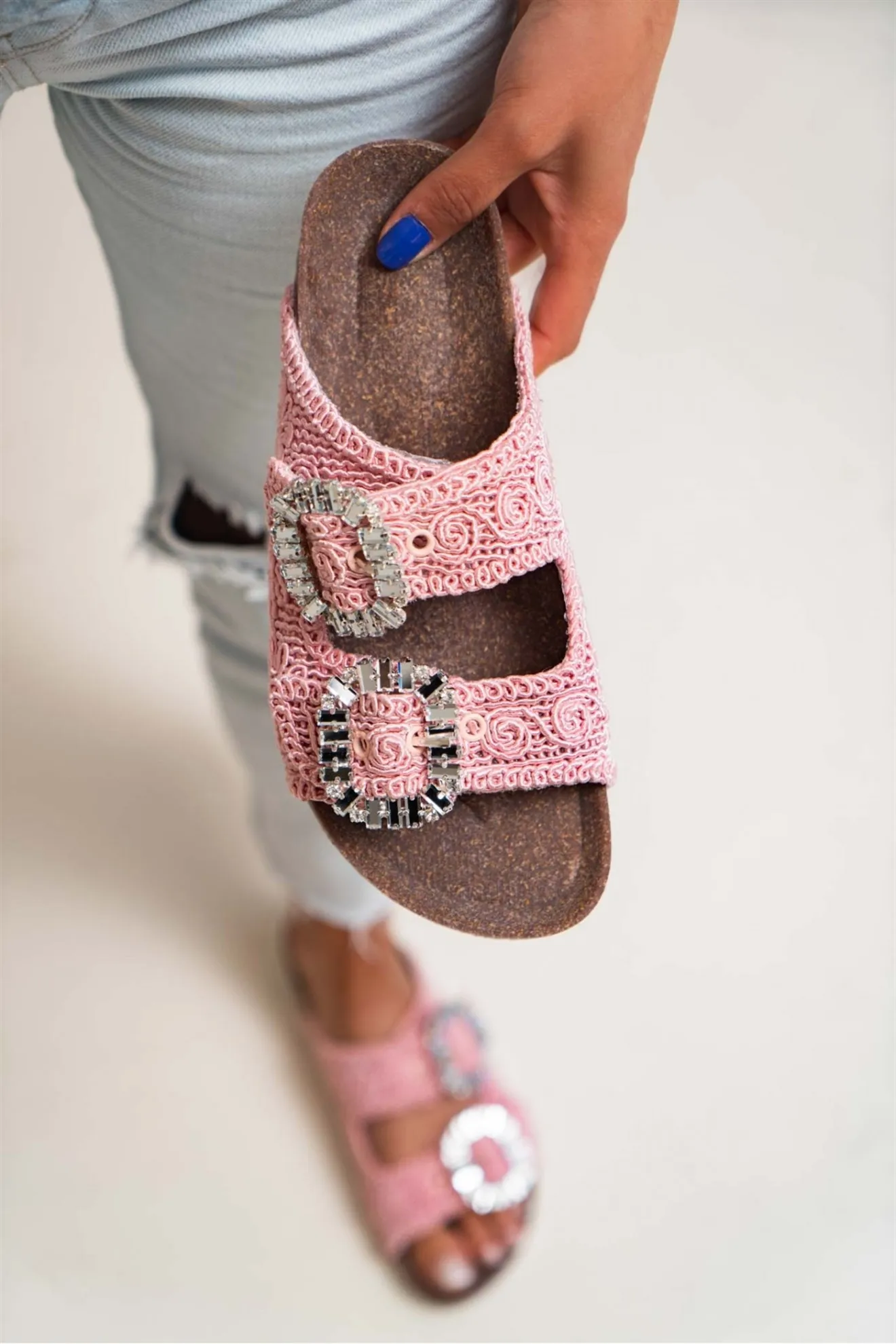 Women's Summer Beach Sandals Fashion Bright Bling Cork Slippers Designer Female Flat Home Snug Shoes Women Shoes 2022 New Season