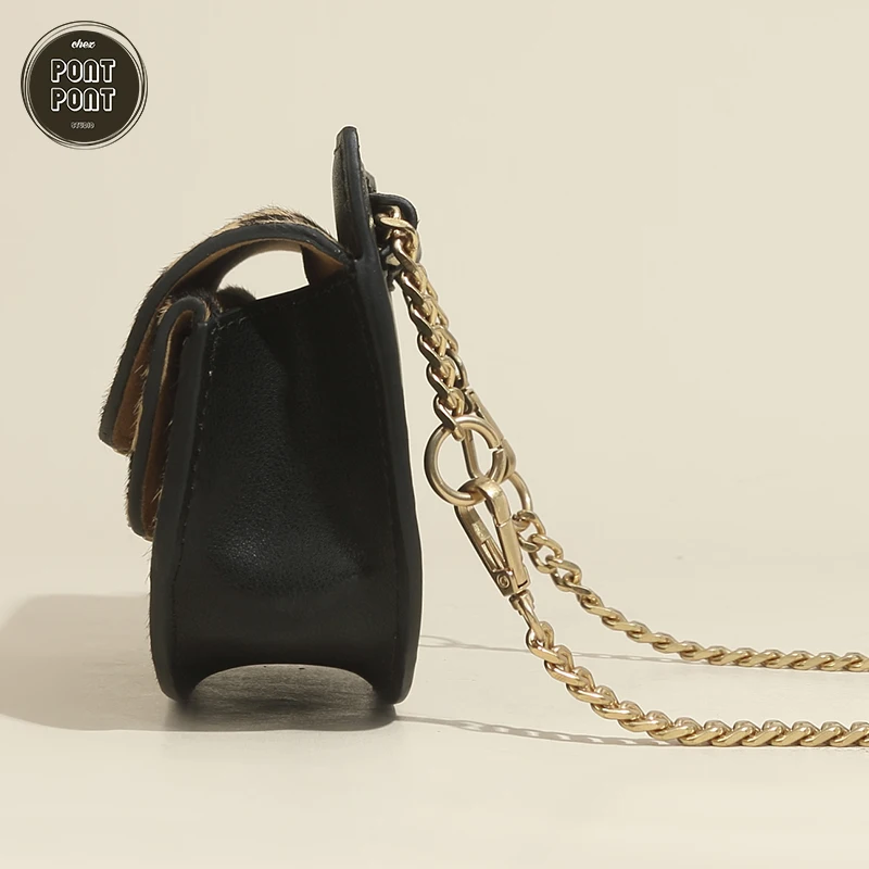 

2021 Designer Leopard Genuine Real Leather Horse Hair Handbag Shoulder Bag Crossbody Bag For Women Luxury Flap sac a main femme