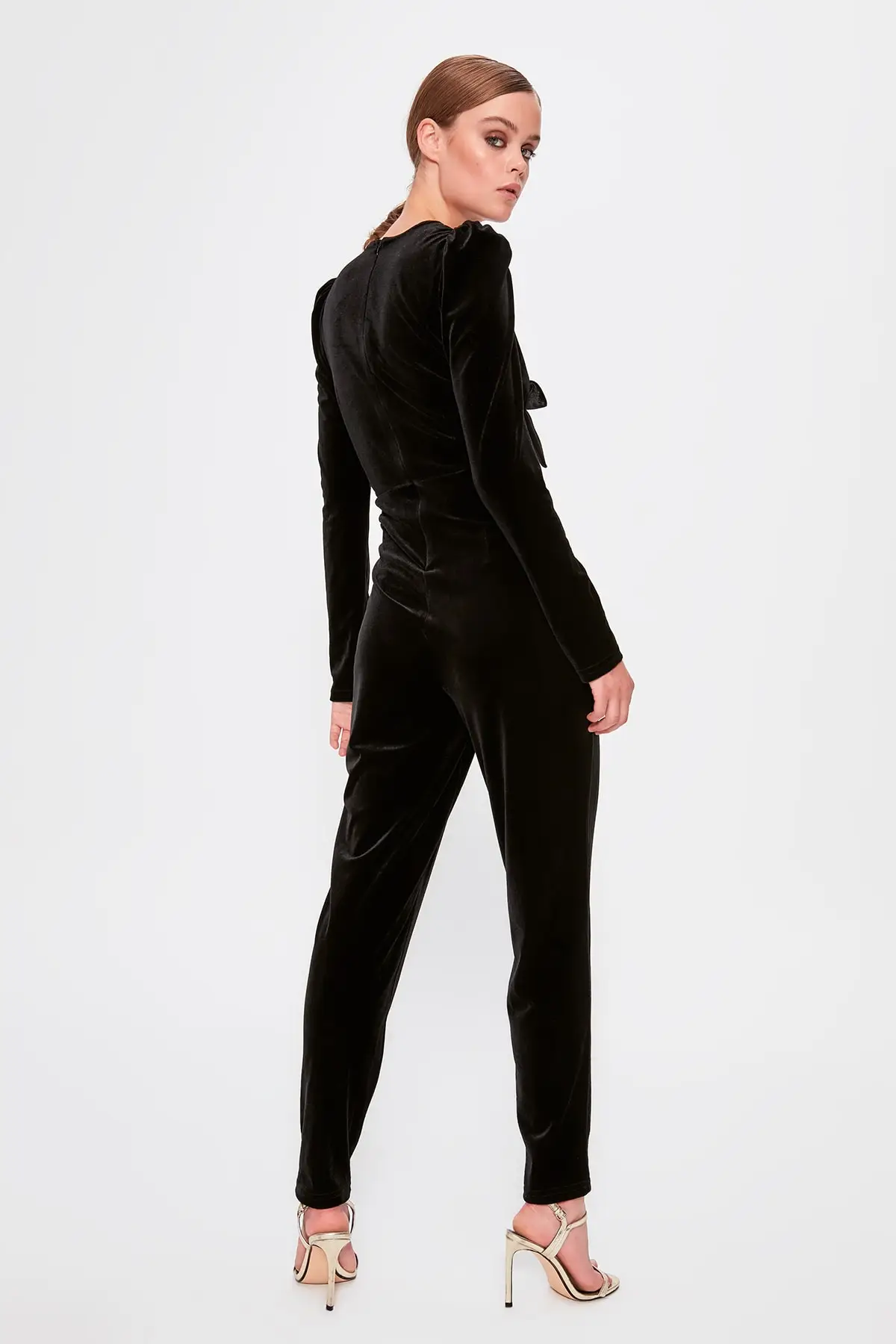 Trendyol черный кружевной детальный двойной воротник до груди комбинезон TPRAW20TU0047| |