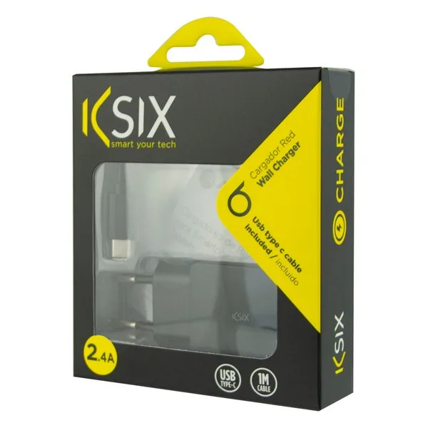 Настенное зарядное устройство + USB A к C кабель KSIX черный|Зарядки для планшетов| |