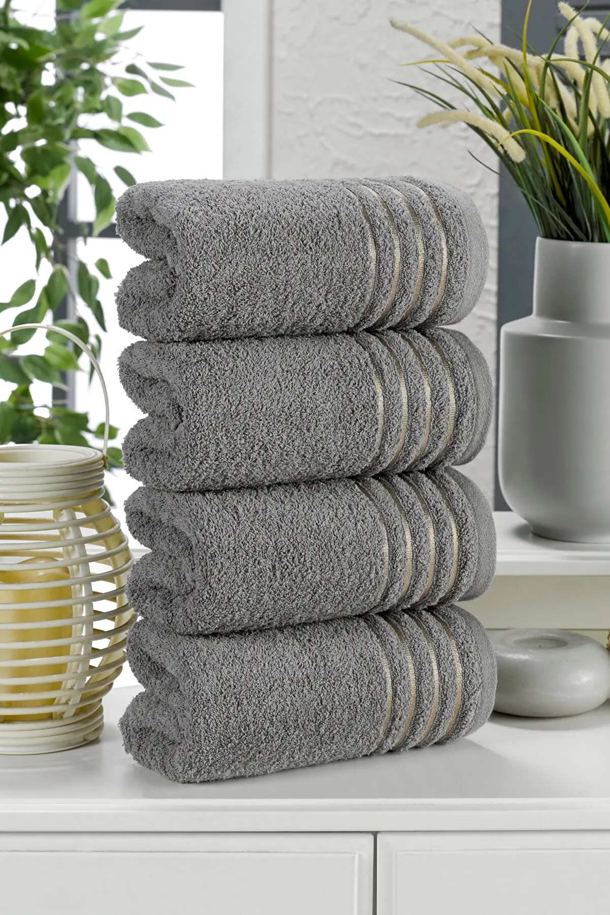 

Towel Set 4lü 50x90 cm Cotton Soft Texture Water Absorbent High Quality Modern Bathroom Hand Face Towel Tek size Multiple Single Color Yarn Woven