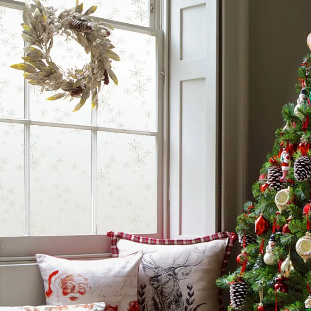 PVC Window Film Snowflake Merry Christmas Decorations Privacy Self-Adhesive Vinyl Frosted Glass Sticker | Дом и сад