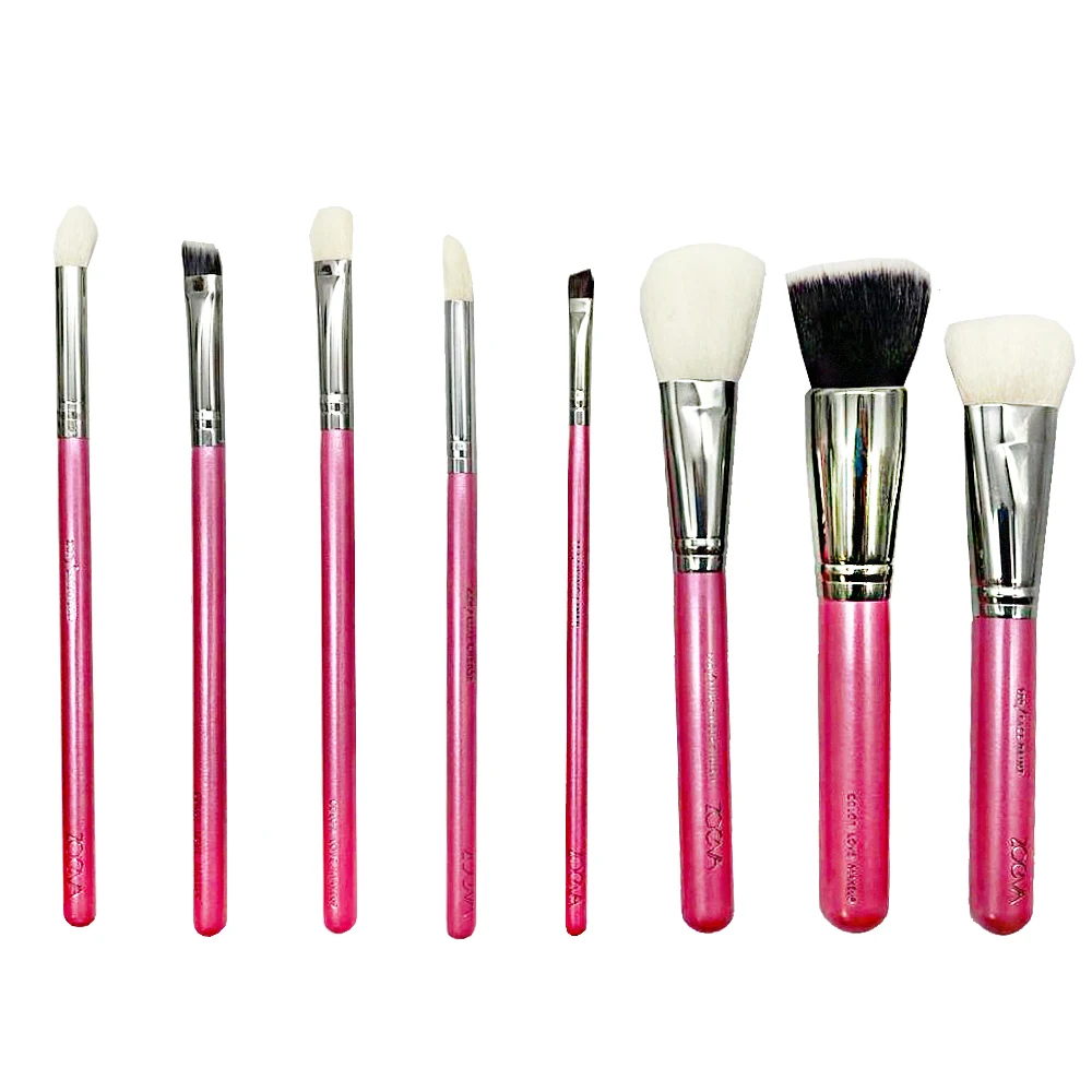Набор Кисти для макияжа Makeup brushes 8 шт в Чехле ZOEVA Серый с розовыми кистями | Красота