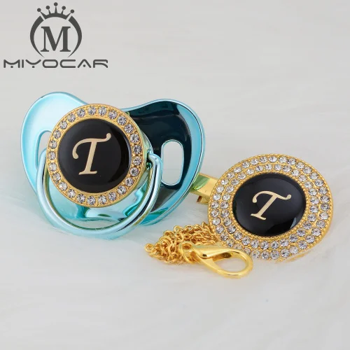 LT-10 6-18M MIYOCAR имя инициалы буквы T элегантный Серебряный bling соска и пустышка Клип BPA бесплатно пустышка bling уникальный дизайн SGS пройти LT - Цвет: LT-10 6-18M
