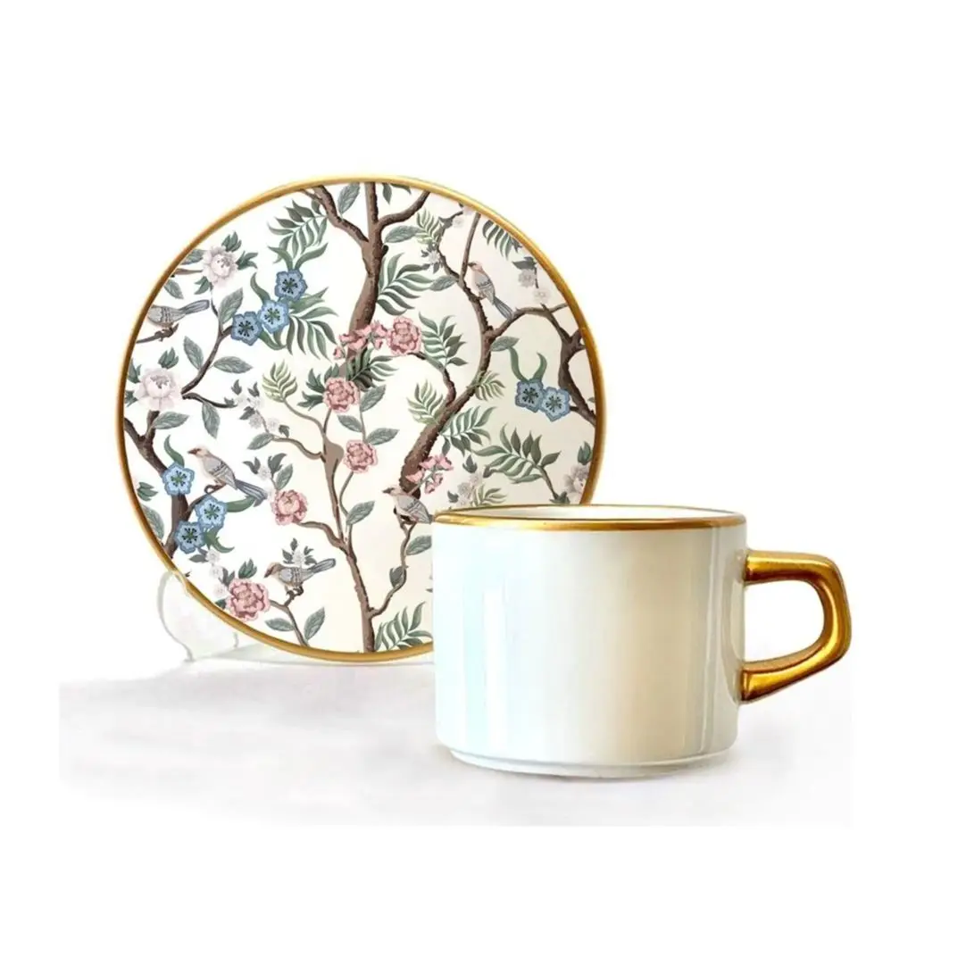 

Чайный набор Toygar Asaf, 6 штук, китайский стиль, дерево, цветок, птица, принты, живой светящийся внешний вид, золотые детали, современный дизайн, ...