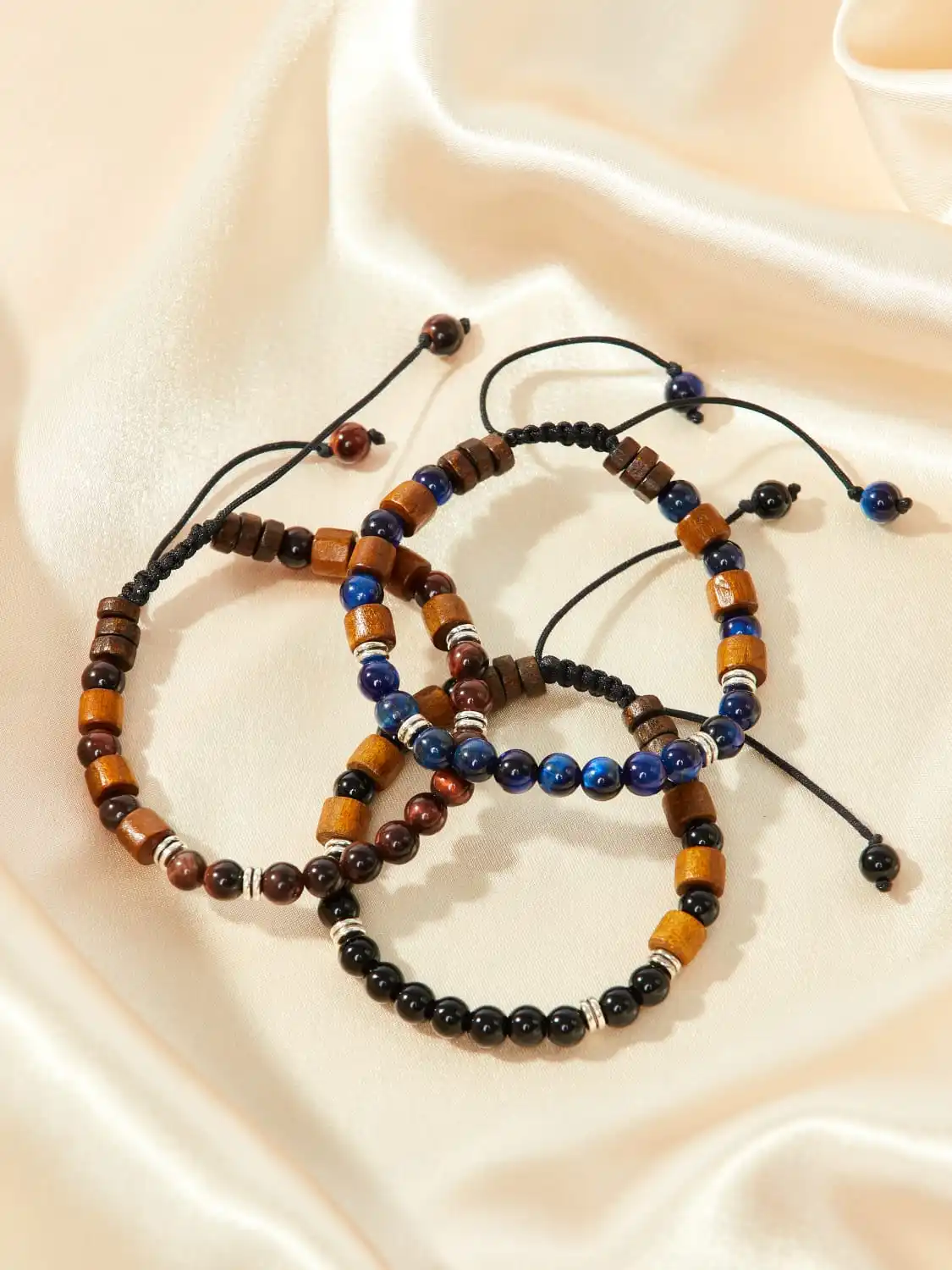 Браслет из камней INGVARR shop мужской женский черный синий коричневый подарок AI2426 |