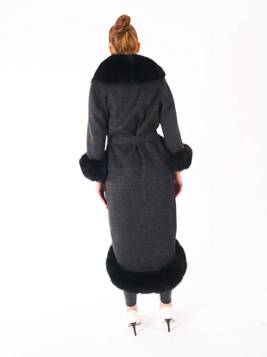 2021 Brand famous Real Alpaca wool Coat With real Fox Fur Hoodie real fur Coat Turkish