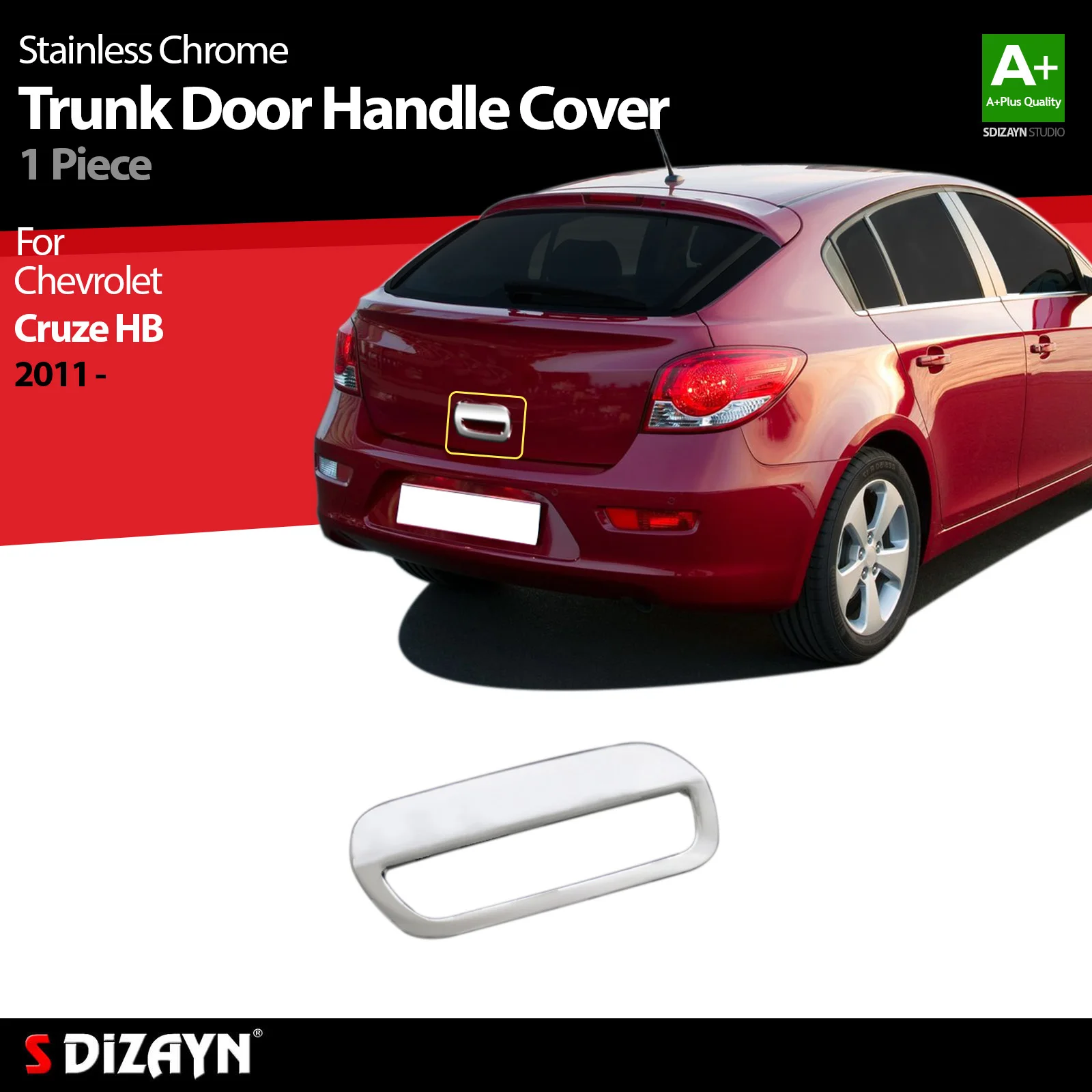 

S Dizayn For Chevrolet Cruze Hatchback Chrome Trunk Handle Cover Stainless Steel Exterior Car Accessories Parts Auto Products