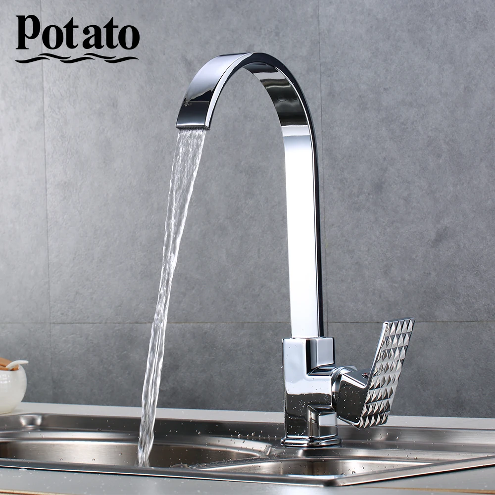 Potato Смеситель для кухни смеситель горячей и холодной воды кран с вращением на 360