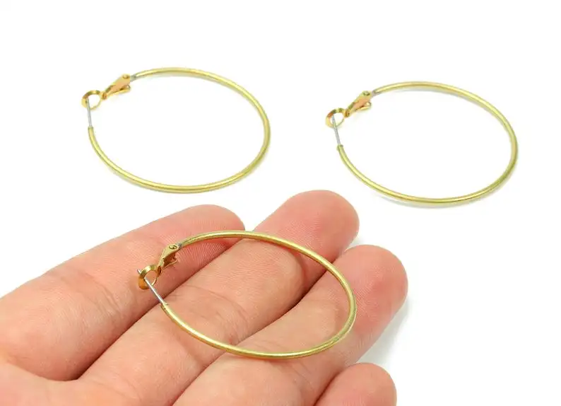 

Brass Earrings Hoop 1.5x40 - Raw Brass Earring Circle Clasp - Jewelry Supplies - 6Pcs/Lot - 42.81x39.7x1.48mm - PP2843