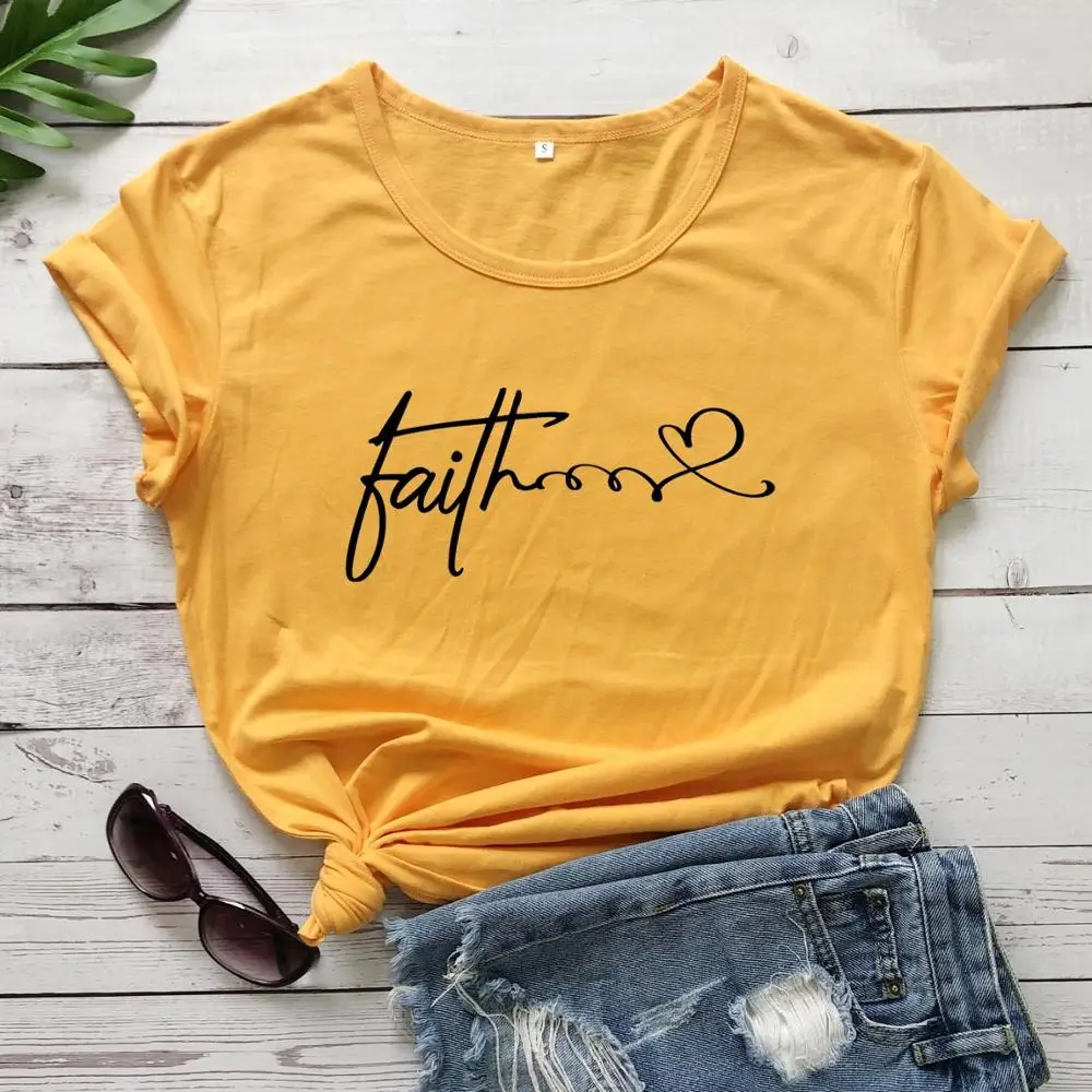

Faith God Religious heart graphic women fashion pure cotton casual religion Christian Bible baptism t shirt vintage tees tops