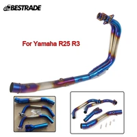 for yamaha r25 2014 2022 r3 2015 2022 mt 03 motorcycle exhaust front middle link pipe header tube stainless steel blue color