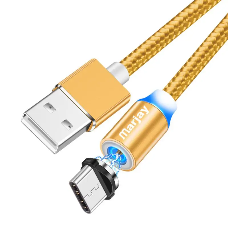 Marjay Магнитный usb type-C кабель для samsung Galaxy S10 S9 S8 Plus Быстрая зарядка USB-C зарядное устройство для мобильного телефона USBC type-C кабель - Цвет: Gold Type C Cable
