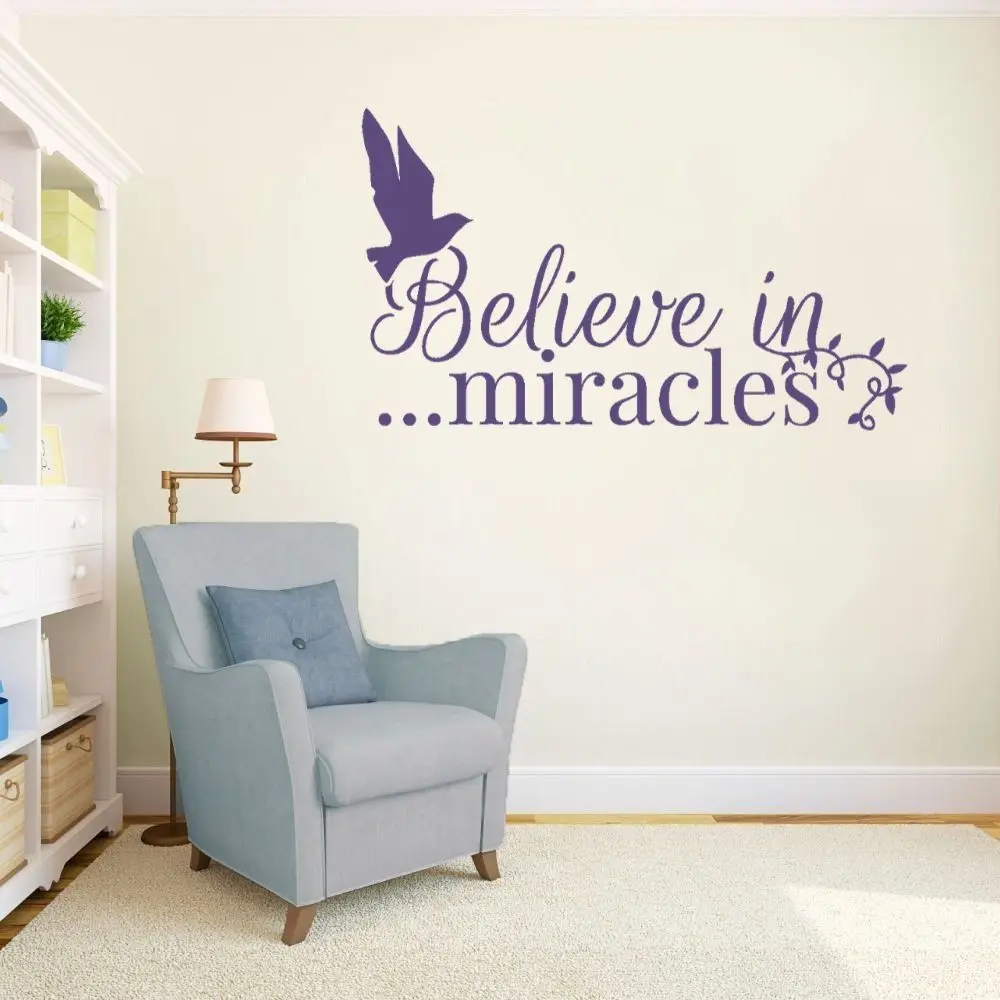 Believe In Miracles Motivational Stickers Home Bedroom Wall Art Decoration Removable A001162 | Дом и сад