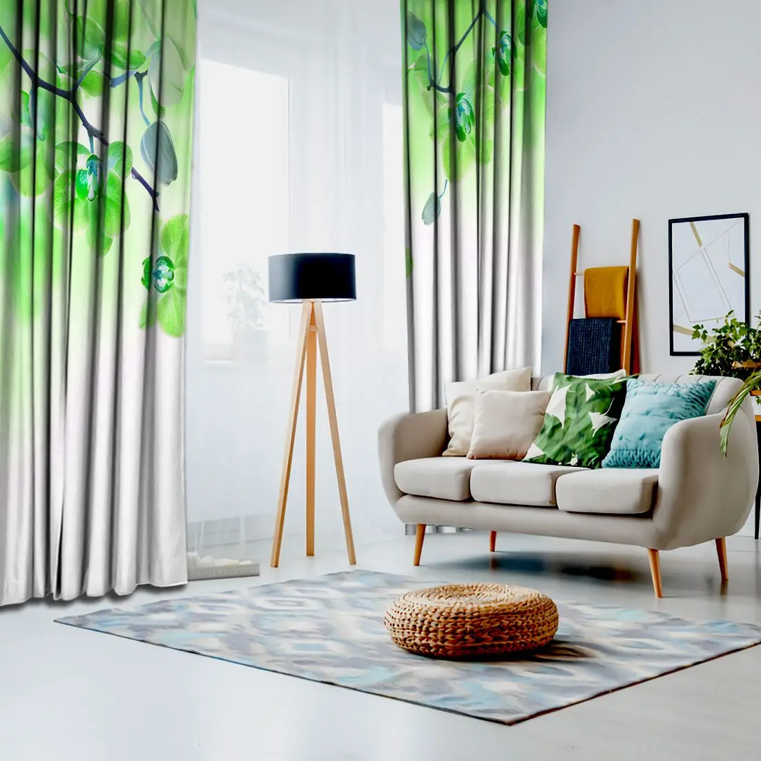 Занавес орхидеи ветви тропические цветы бутоны на становится размытым фон