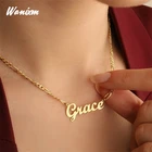 Персонализированное ожерелье с именем под заказ, роскошная цепочка Фигаро со стандартным ожерельем для женщин и мужчин, подарок ручной работы