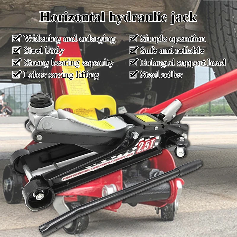 

2.5T Hydraulic Jack/Horizontal Lever Hydraulic Crane/Small Car Jack/395MM Jack Height/Automobile Tire Replacement Tool