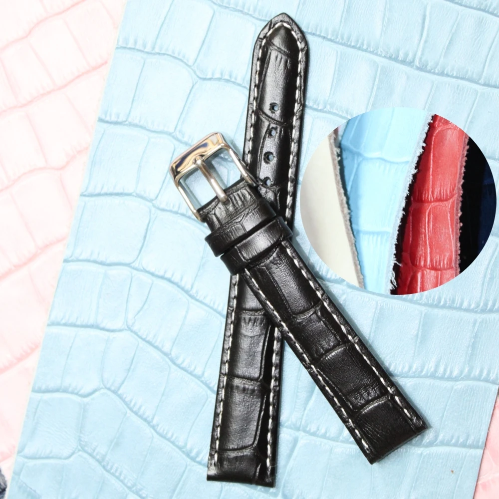 16 мм загар стежка белый все из натуральной кожи унисекс часы ремешок WB1036 16GB