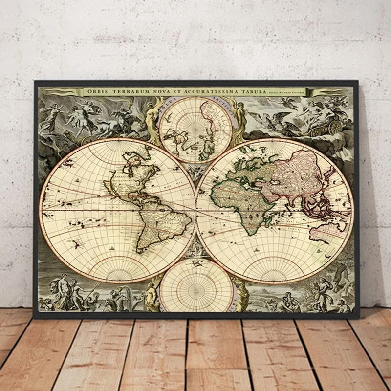 

Vintage World Map Canvas Painting Wall Art Retro Greek Mythology God Poster Prints For Living Room Bedroom Home Decor Cuadros